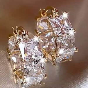 Elegant Gold and Cubic‎ Zirconia Earrings
